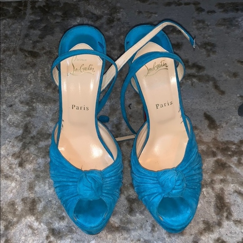 Christian Louboutin Greissimo Sandals Blue Suede